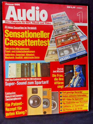 AUDIO 1/86,TRESHOLD SA/2,TEST 23 CHROMCASSETTEN AGFA,BASF,DENON,FIJI,MAGNA,MAXEL