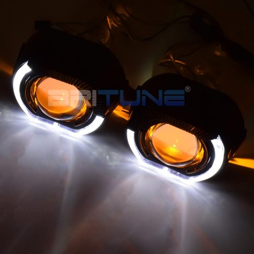 HID Bi-xenon Lens Black LED Angel Devil Eyes Projector H4 H7 Headlight Retrofit - Picture 12 of 17
