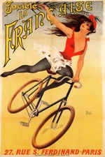 SOCIETE LA FRANCAISE GIRL BIKING BICYCLE CYCLE PARIS FRENCH VINTAGE POSTER REPRO