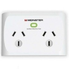 NEW Monster Dual Socket Surge Protector White
