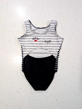 WINKY EYES Destira Gymnastics Dance Leotard CM Child medium Black White Stripes
