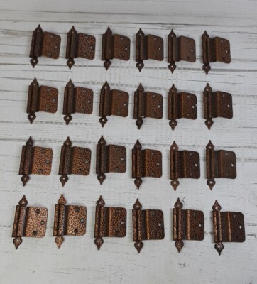 24 Vintage Colonial Hammered Copper Off Set Hinges Salvaged Reclaimed 