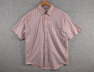 L.L. BEAN Vintage Herren Gestreiftes Kurzarm Freizeit Button Down Hemd M