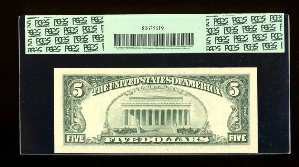 DBR 1995 $5 FRN New York Gem Fr. 1984-B PCGS 66 PPQ Serial B93884059D - Image 2 of 2