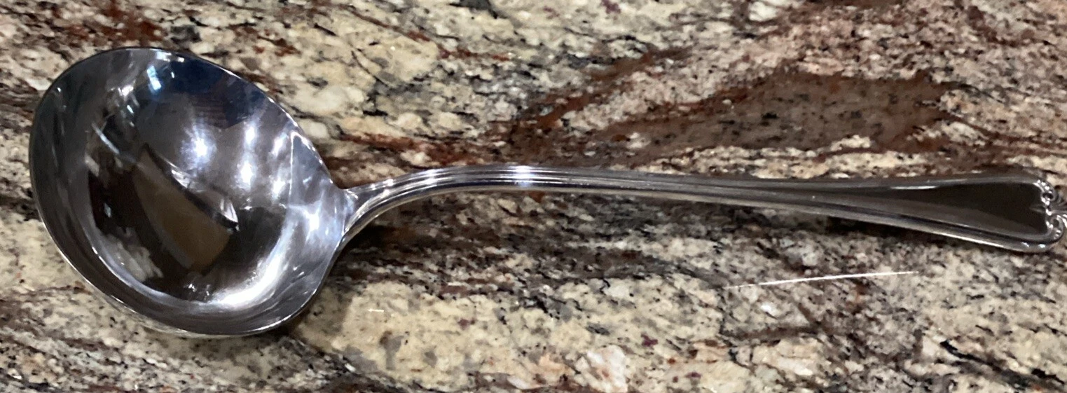 J.B. LTD SHEFFIELD ENGLAND SILVER PLATE SOUP LADLE STRAIGHT HANDLE 12”L