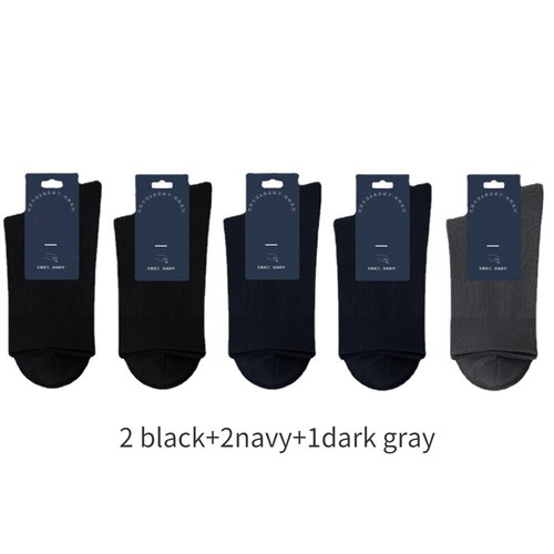 98% Pure Cotton Men Socks 5 Pairs Business Long Work Crew Breathable Deodorant - Picture 9 of 25