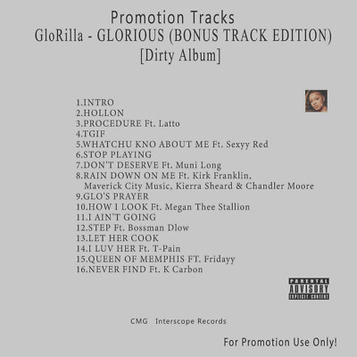 Rap/Hip-Hop.. White CD. GloRilla - GLORIOUS (Bonus Track Edition) [Dirty Album]