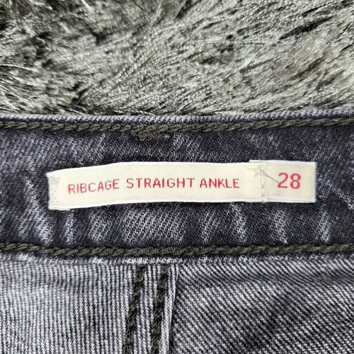 Jeans Levi's Premium Ribcage dritto alla caviglia donna 28 nero antracite Big E denim - Foto 5 di 22
