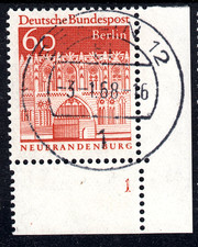 Berlin 60 Pf Bauten FN 1 Formnummer 278 Eckrand EUR E4 Tages Stp. 3.1.68 Gummi