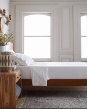 BNWT Quince Organic Brushed Cotton Sheet Set 4 Piece King White NWT Hard To Find