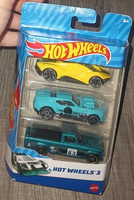 How Wheels 3 Pack Mattel Blue Yellow Teal Truck Cars Toy