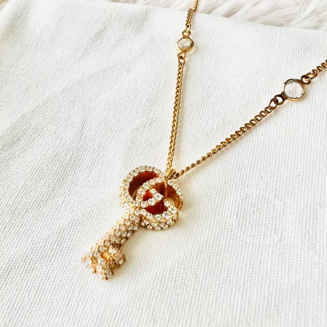 Auth GUCCI Necklace Key Shape Interlocking GG Log… - image 1