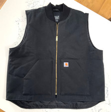 NEW Carhartt OV0001-M Firm Duck XXL Rib Collar Vest Relaxed Fit Men's 2XL Black
