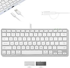 Macally Small Keyboard for Mac with USB Hub 3 Ports - Wired 2 in 1 Silver