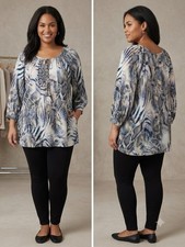 NWOT Karen Kane Snakeskin Print Blouson Top Tunic Sz 2X Peasant Eclectic Casual 