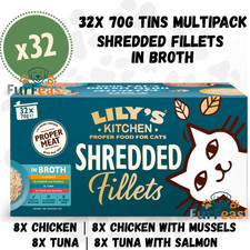 Image of Lily's Kitchen SHREDDED FILLETS Cat Wet Food Tins Multipack | 32x70g Grain-Free