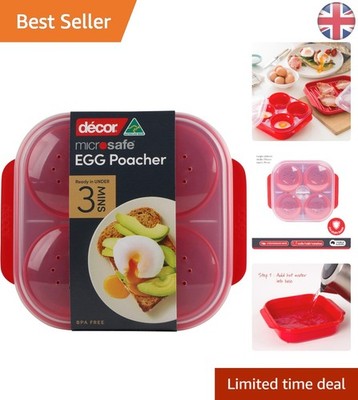 Sicherheitsgriff Mikrowelle Eierpochierer - schnell & elegant Kochen für 1-4 Eier, rot