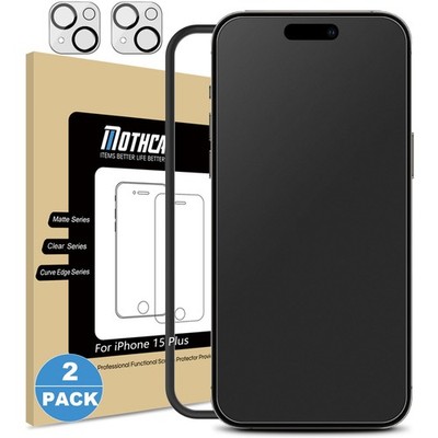 2 Pack Matte Glass Screen Protector for iPhone 15 Plus [6.7 inch] + 2 Pack Ca...