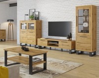 "Wohnzimmer-Set \"Halle\" Anbauwand 4-Teilig Wotan Eiche"