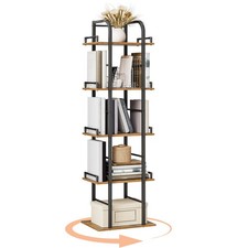 5 Tier Rotating Bookshelf, Freestanding Corner Bookshelf, 360 Spinning Bookca...