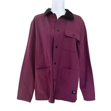 Vans maroon/black jacket, skate style, streetwear, workwear, classic, urban