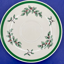 Vintage Spode Christmas Tree Saucer 5.5 Green Rim Made in England S3324-A1