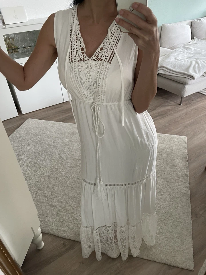 Solitaire Maxikleid Sommerkleid Weiß S 36 - Bild 3 von 4