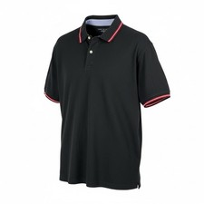 Tommy Hilfiger Men's Black Classic Fit Polo Shirt XL Red Trim Pocket Tee