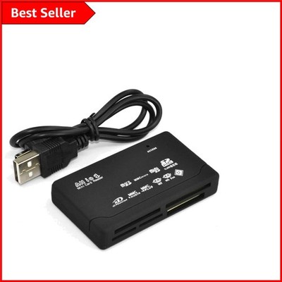 Eleganter USB-Multi-Kartenleser-Adapter - unterstützt Micro SD, CF und mehr, schwarz