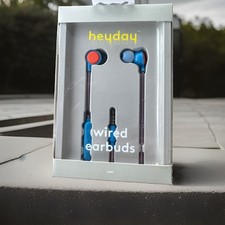 Heyday Wired Earbuds - Blue Orange 3.5mm In-Ear Microphone