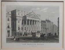 Oryginalny ręcznie kolorowany ścieg - The Mansion House około 1850 roku