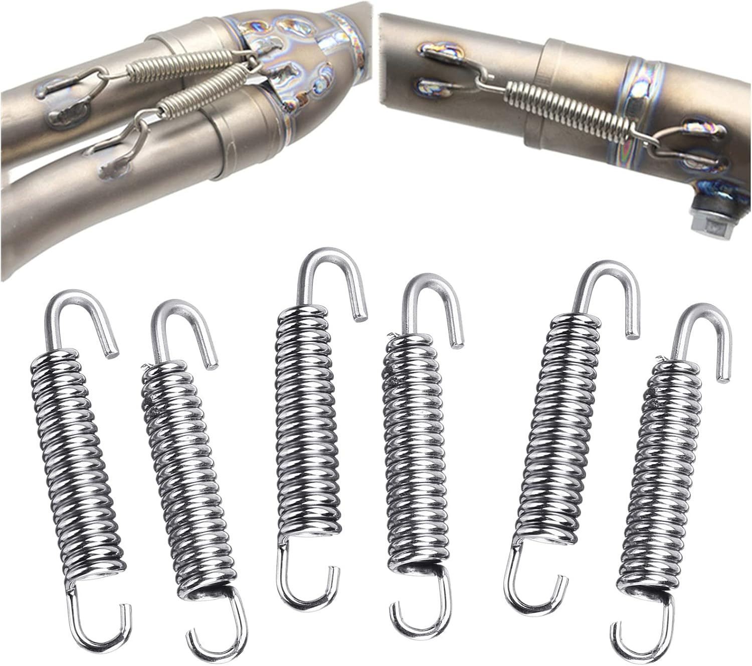 Motorcycle Exhaust Pipe Springs, 6Pcs Stainless Steel 65mm Motorcycle Exhaust