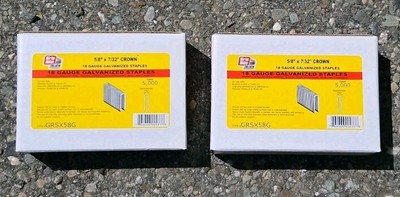 Grip Rite 18 GA Galvanized Staples 5/8  Leg 7/32  Narrow Crown 5000ct NEW In Box