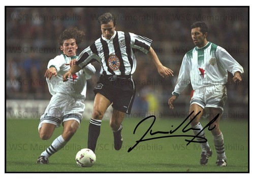 12095. David Ginola Signed Pictures A4 Prints Newcastle Spurs Villa Everton etc.