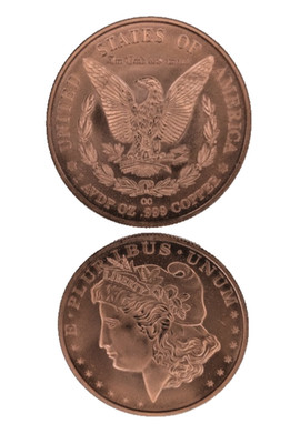 Morgan Dollar Design 1 oz .999 Fine Copper Bullion Round