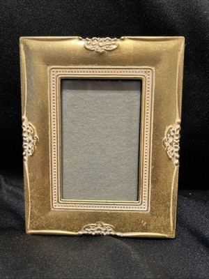 Vintage Ornate Small Gold Tone Freestanding Picture Frame 4.5  X 3:5 