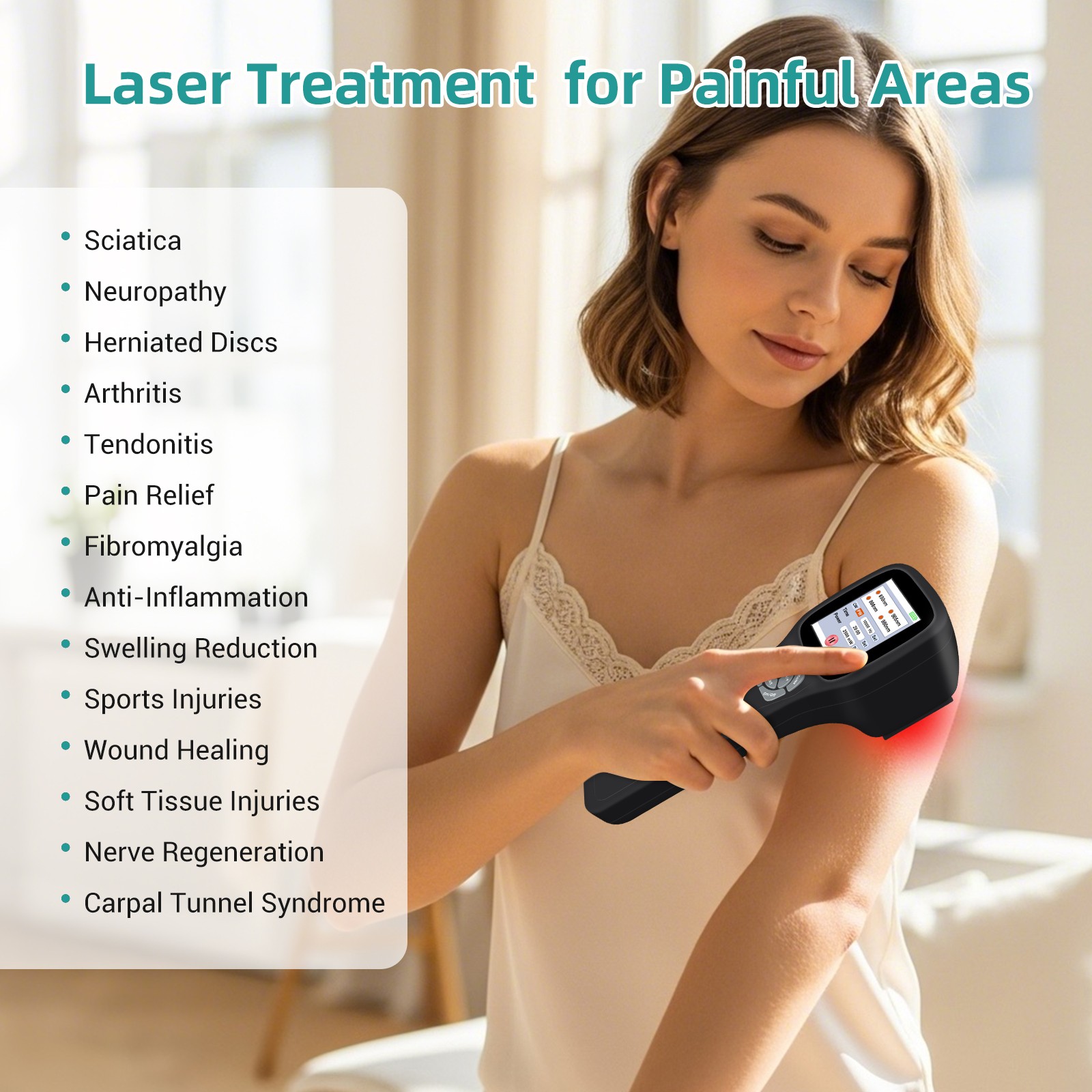 2500mW Fourwave Cold Laser Therapy Red Light Device for Pain Relief 25 Diodes