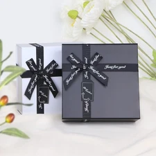 Magnetic Closure Gift Box with Cross Ribbon-11"x 11"x 3.9" for Business, Retail