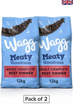 Wagg Meaty Goodness Beef Dinner Adult Dry Dog Food - 12 kg pack of 2 1.28 per kilo