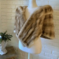 Vtg Mid Century Mink Fur Shoulder Cape, Furs By Kagan, Caramel/Honey Brown, S/M