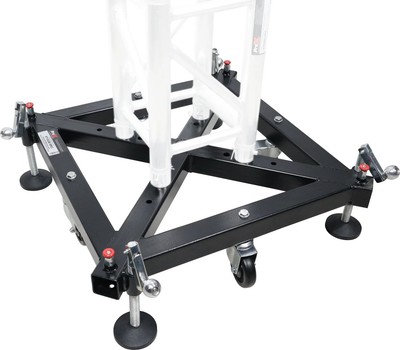 Universal Vertical Tower Truss Ground Support Base on Wheels with Leveling Ja...