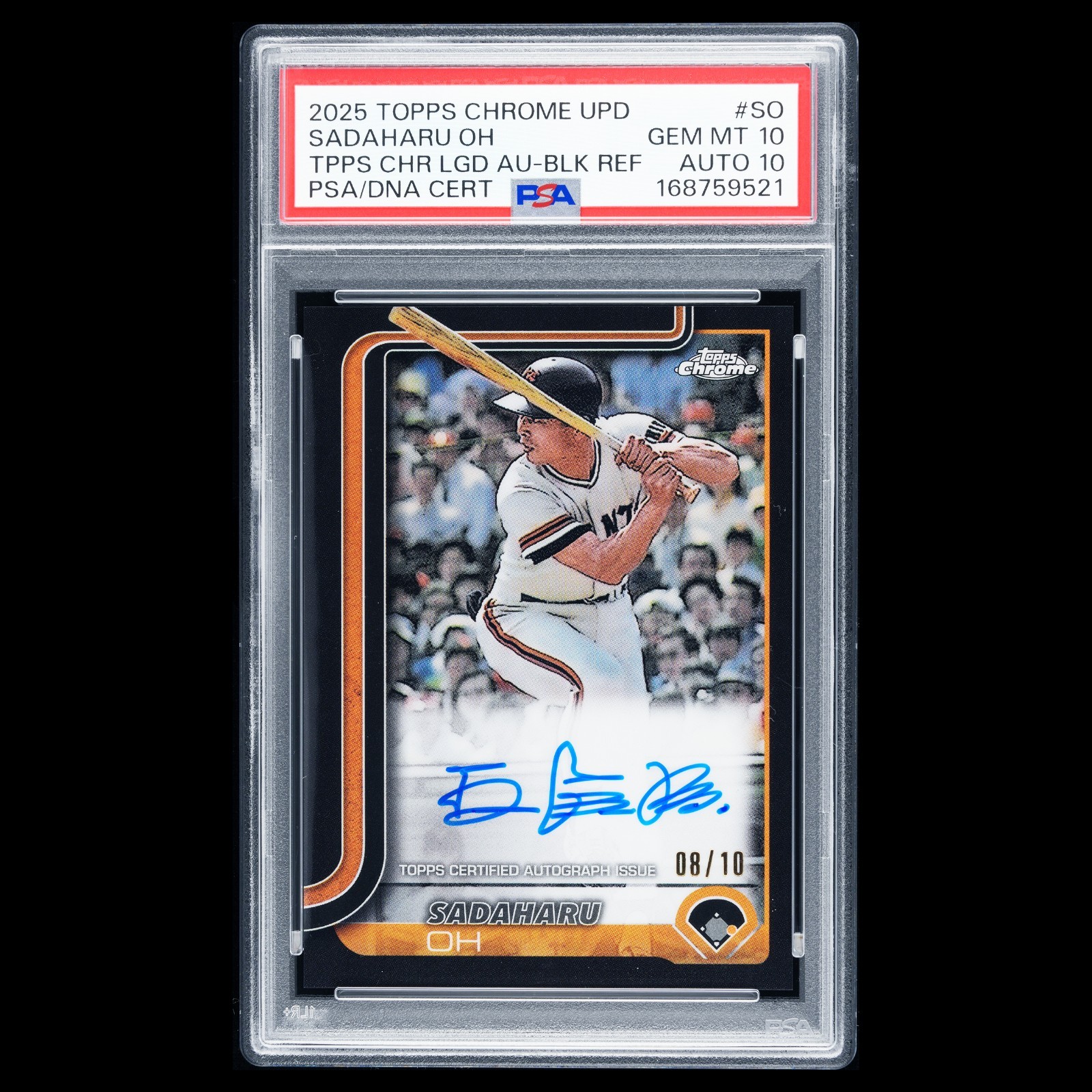 2025 Topps Chrome Update SADAHARU OH SSP Black Refractor Kanji Legend Auto 08/10