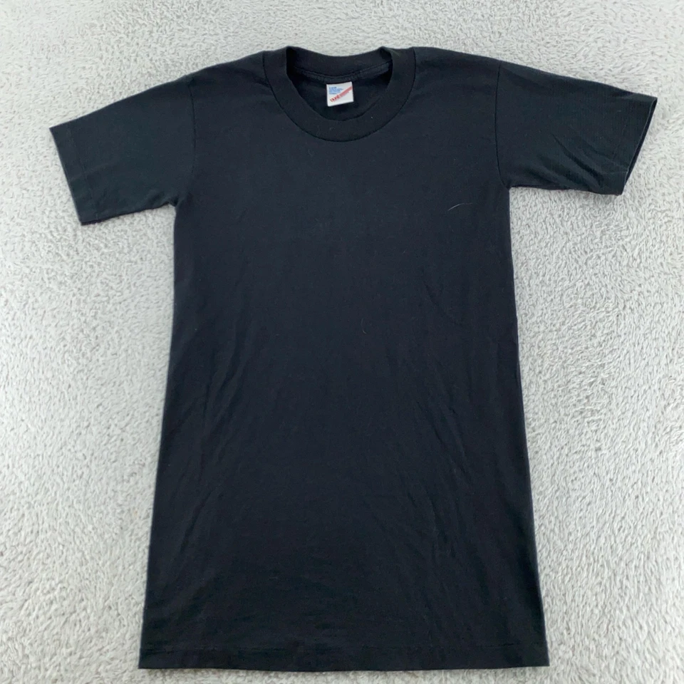 Camisa Duke XXS Vintage Negra Hecha en EE. UU. 50/50 Blanco Puntada Única Camiseta Años 80 Foto 2 de 4