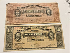 1914  Mexico lot of 2   Banknote  Paper Money   10/20 pesos