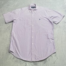 Ralph Lauren Classic Fit Shirt Mens Medium M Pink Blue Tattersall Check Poplin