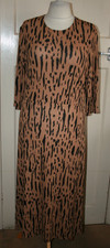 SIZE 20 RIVER ISLAND BROWN & BLACK STRETCHY DRESS WITH SIDE SPLIT