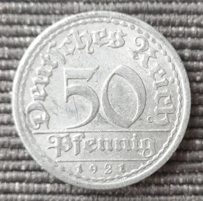 Münze, Deutsches Reich, 50 Pfennig, 1921, A - Bild 1 von 2