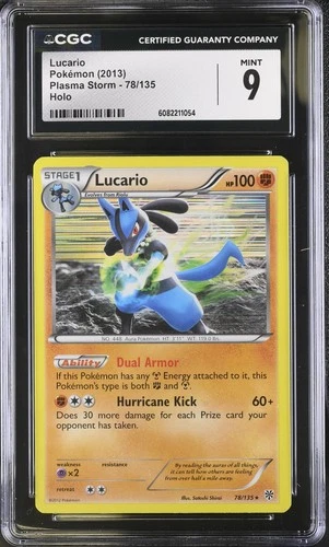 CGC 9 Lucario 78/135 Holo Plasma Storm Pokémon Card