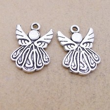 15/40PCS Antique Silver Tone 2 Sided Angel Charm Pendant 15X21mm JHS648-5594
