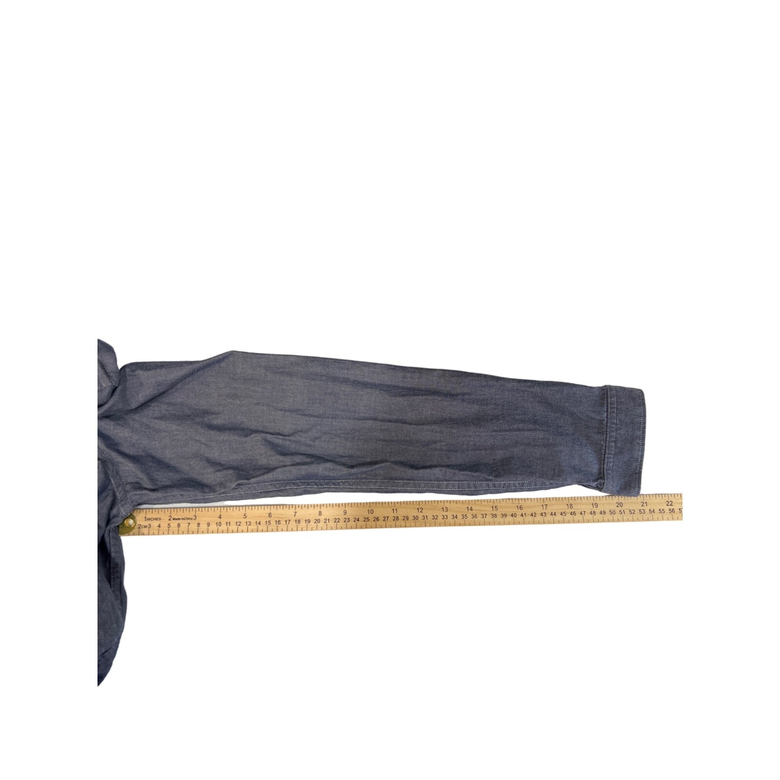 zara man basic blue denim cotton button down chin… - image 3